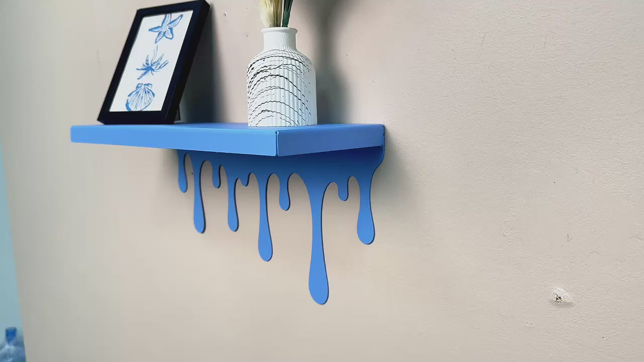 Dripping Metal Floating Wall Shelf with Sculptural Paint-Drip Edge