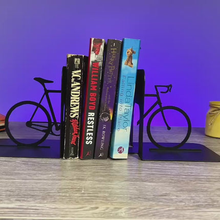 Metal Bookends – Bicycle Steel Book Holder for Shelves & Office Decor