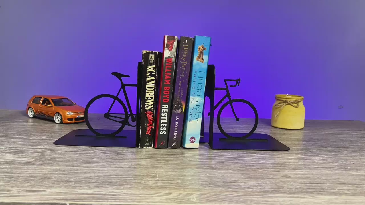 Metal Bookends – Bicycle Steel Book Holder for Shelves & Office Decor