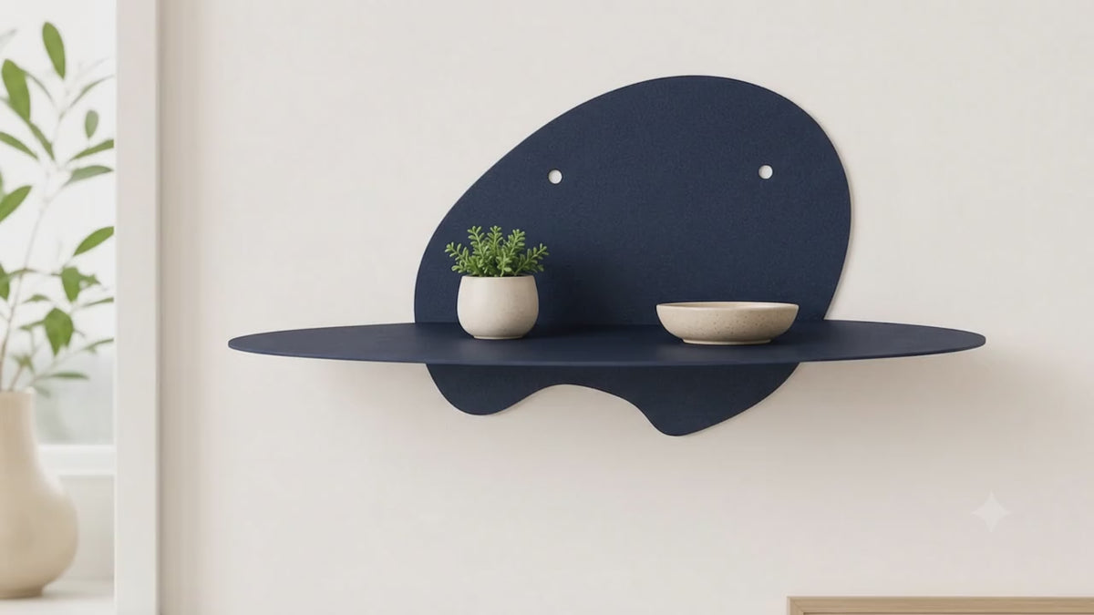 Modern Metal Floating Shelf – Abstract Wall Storage Decor