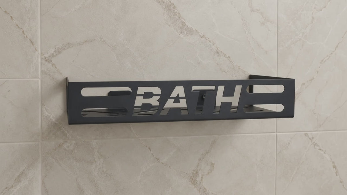 Metal Bathroom Wall Shelf with BATH Lettering – Modern Storage