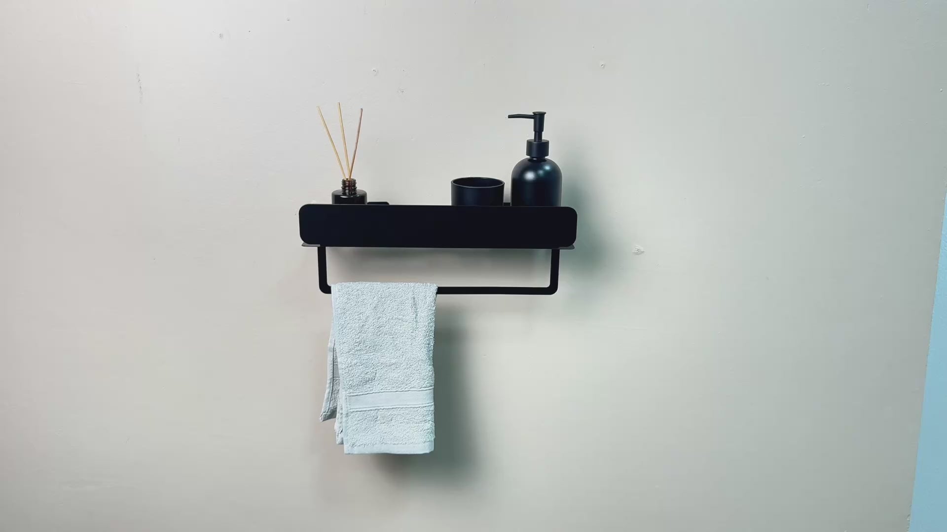 Metal Floating Wall Shelf with Front Rail for Bathroom Storage