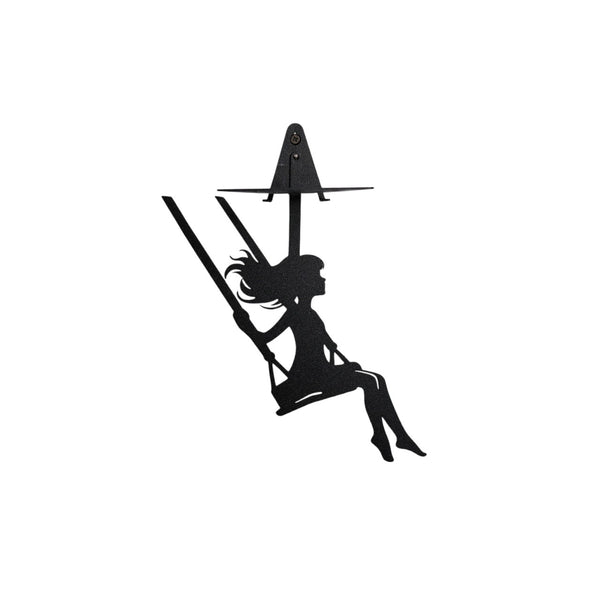 Metal Floating Shelf Girl on Swing Silhouette with Minimalist Hanging Design