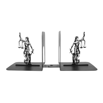Metal Bookends Pair with Lady Justice Femida Silhouette Legal Design