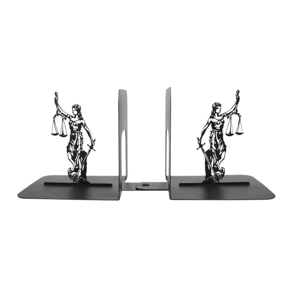 Metal Bookends Pair with Lady Justice Femida Silhouette Legal Design